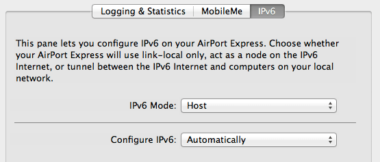 Under the advanced tab -> IPv6, IPv6 Mode should be set to Host.